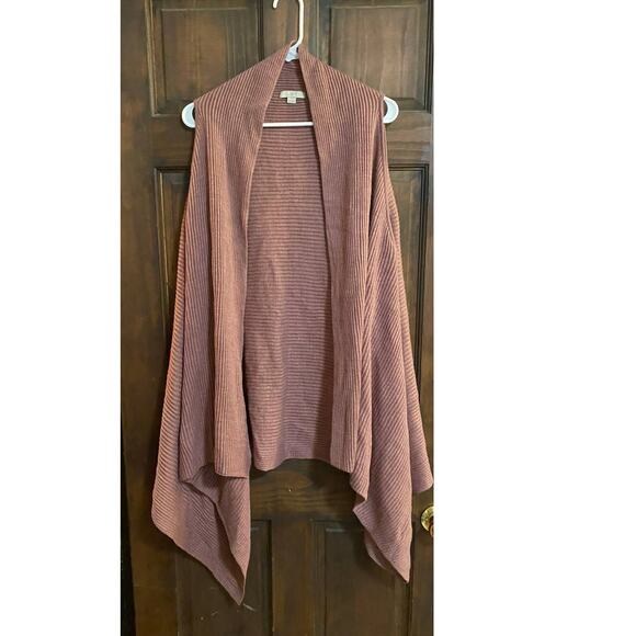 LOFT One Size Dusty Rose Pink Sweater Long Open Front Cardigan Sweater Vest - Picture 5 of 7